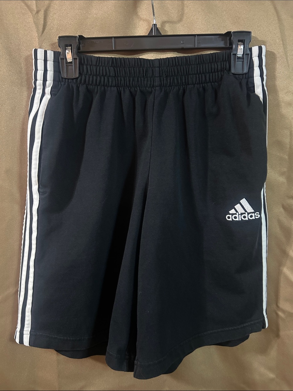 adidas Black Athletic Shorts with White Side Stripes